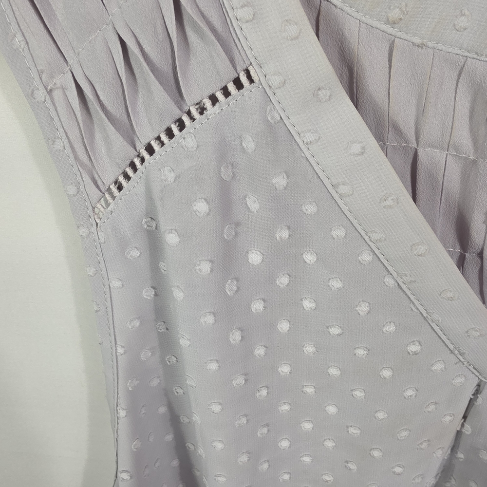 Brixon Ivy Soft Gray Dot V-Neck Sleeveless Blouse Size L - Picture 5 of 15